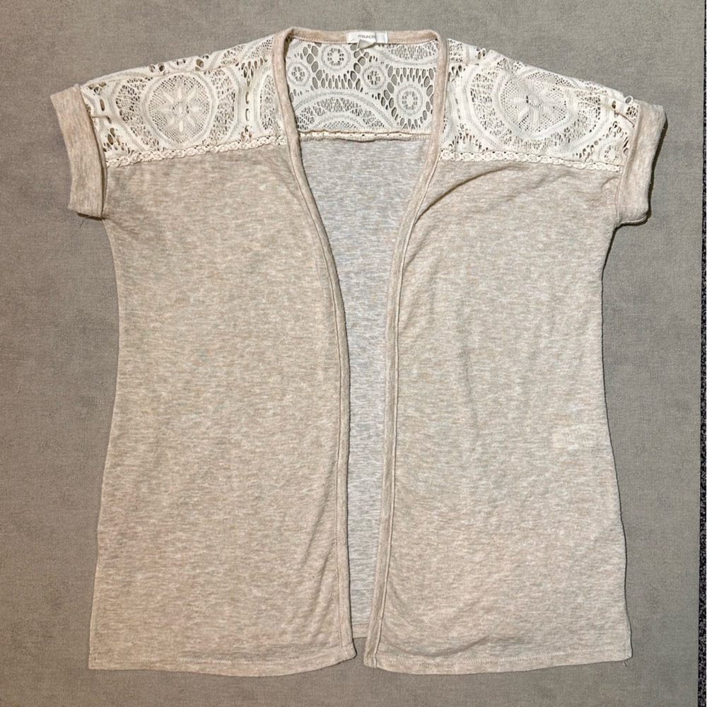 Maurices Cream Lace Detail Cardigan